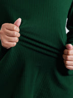 Super Stretchy Ribbed Asymmetrical Neck T-Shirt