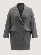 Solid Suit Collar Buttons Pockets Coat