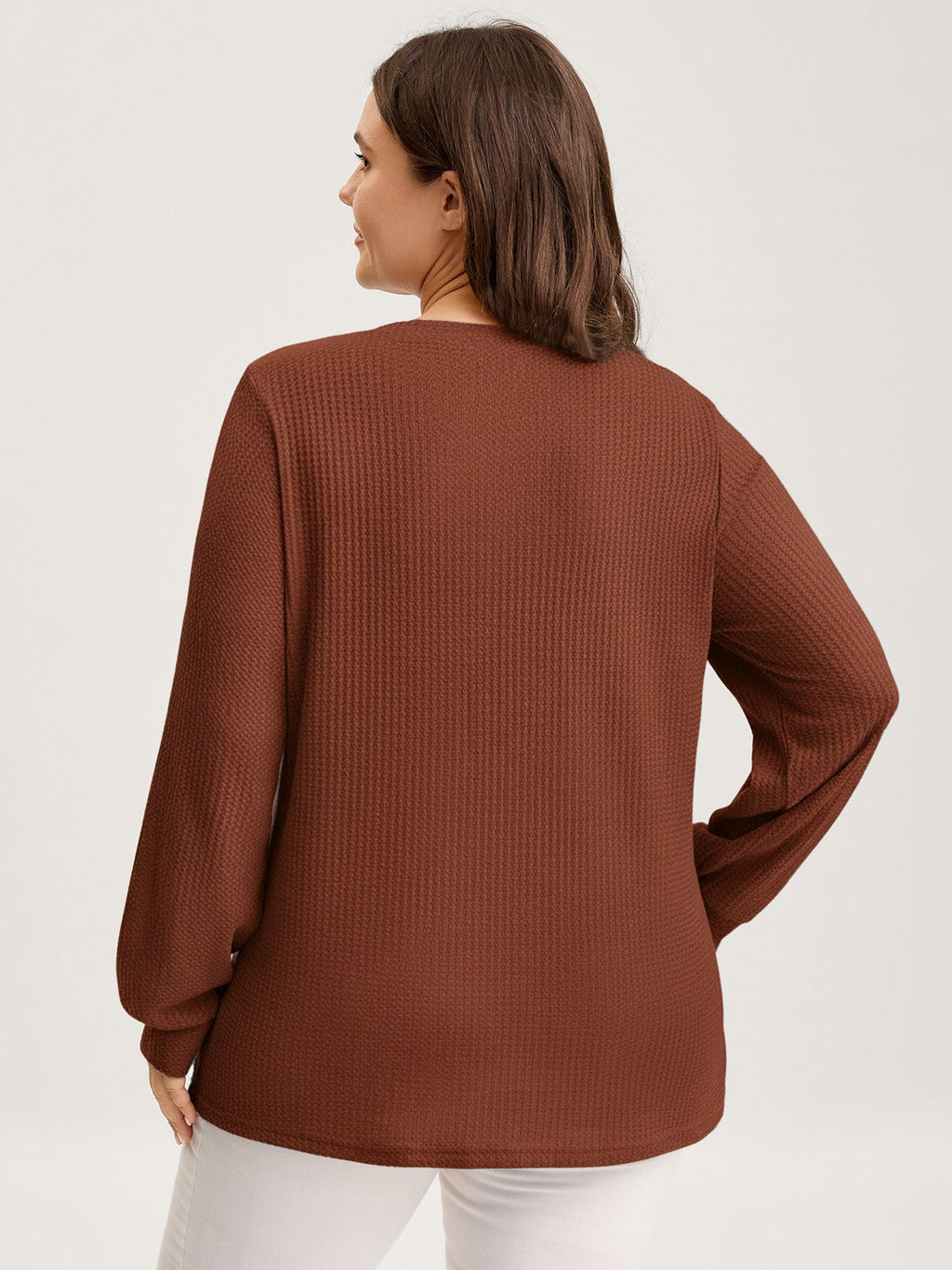 Waffle Spliced Floral Lace Sweatshirt