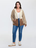 Hooded Colorblock Zipper Jacket