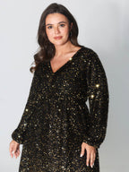 Shimmery Sequin V-Neck Knee Dress