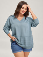 Supersoft Textured Eyelet Trim Pullover