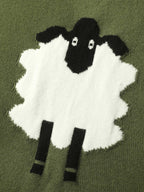 Sheep Pattern Balloon Sleeve Pullover