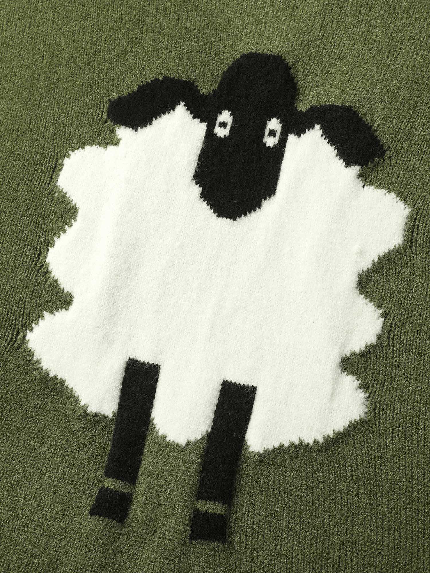 Sheep Pattern Balloon Sleeve Pullover