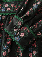 Retro Floral Stripe Tiered Maxi Dress