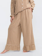 Gingham Ruffled Hem Loungewear Set