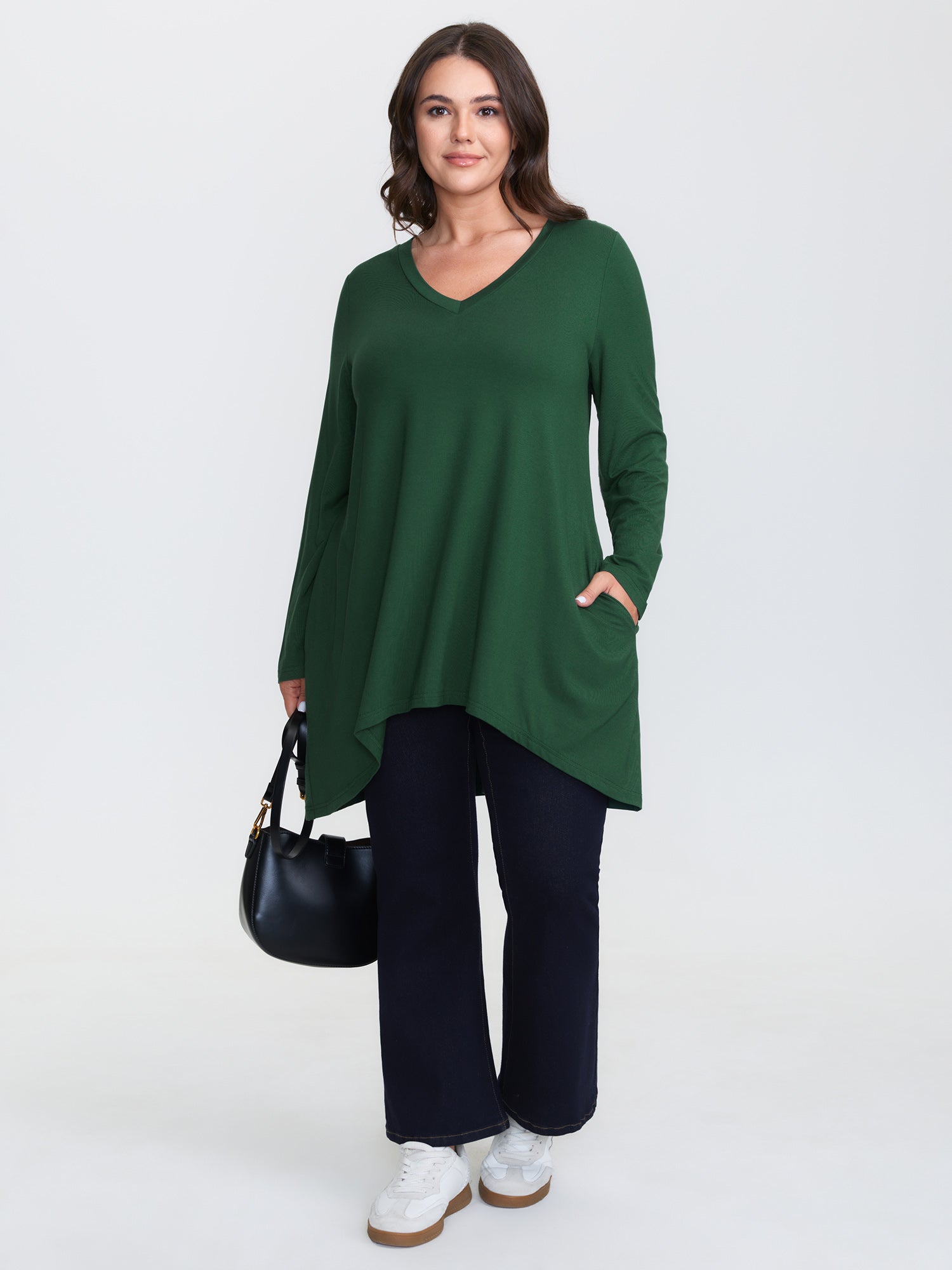 Supersoft V Neck High Low Hem T-Shirt