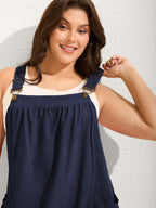 Pure Cotton Pleated Pockets Midi Dress