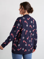 Holiday Candy Patch Pockets Knit Cardigan