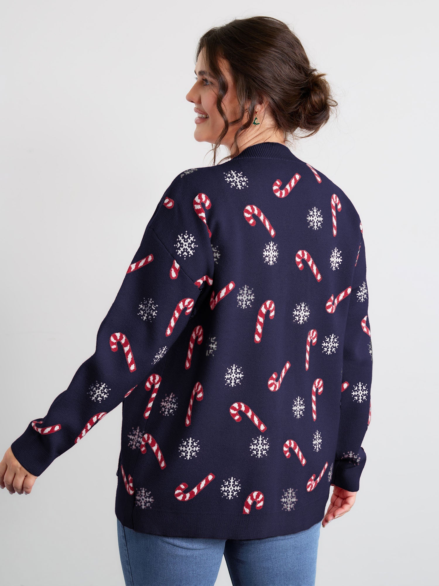 Holiday Candy Patch Pockets Knit Cardigan