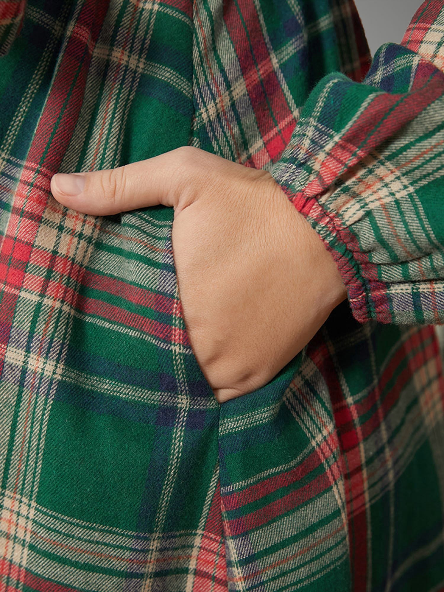 Plaid Button Detail Pocket Belted Arc Hem Dress