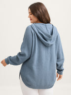 Cable Knit Curvy Hem Hooded Pullover