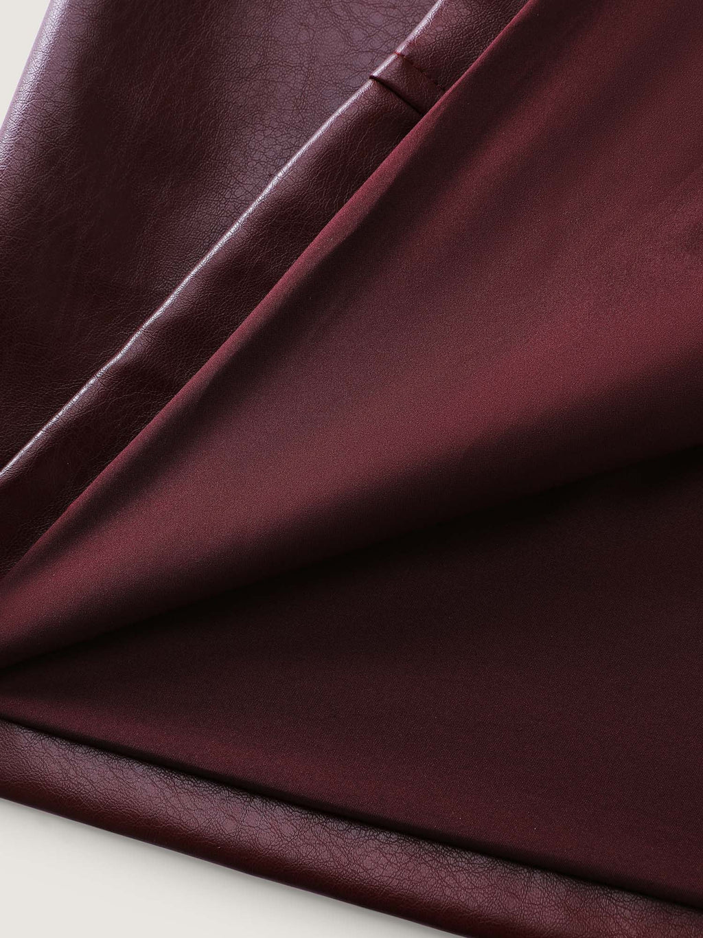 Artificial Leather Belted Waist Long Coat