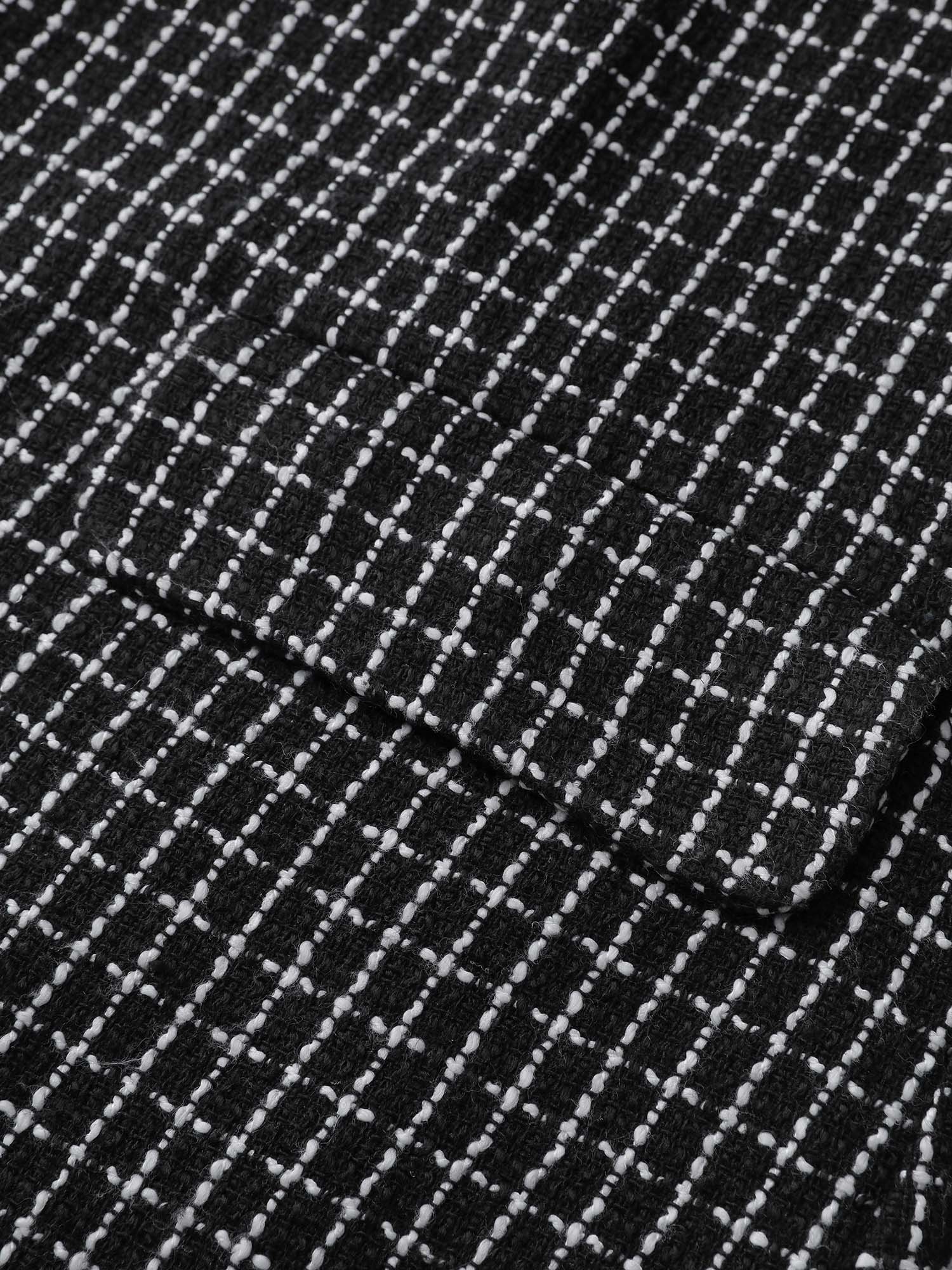 Tweed Long Pockets Notched Lapels Vest