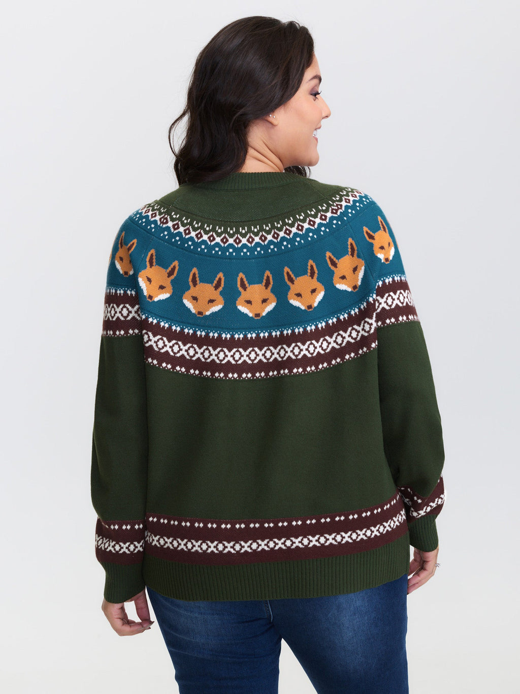 Fox Fair-Isle Jacquard Knit Cardigan
