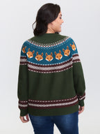 Fox Fair-Isle Jacquard Knit Cardigan