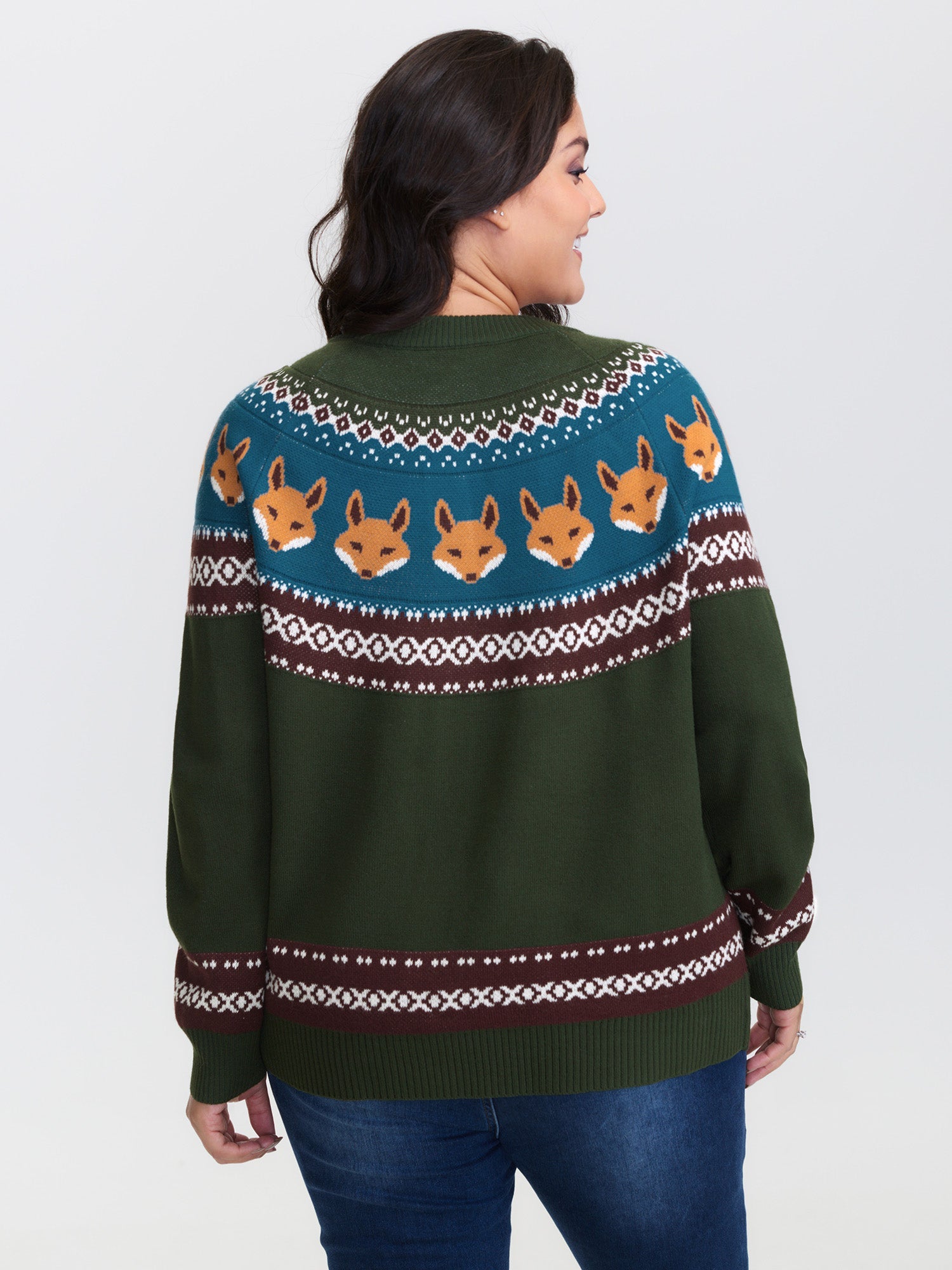 Fox Fair-Isle Jacquard Knit Cardigan