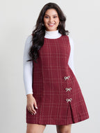 Tweed Metal Bows Knee-Length Dress