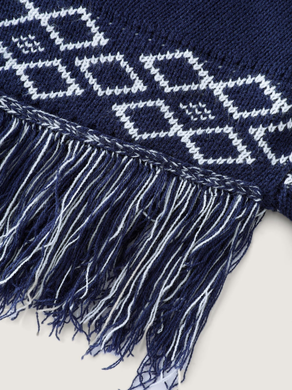 Jacquard Geometric Pattern Fringe Pullover