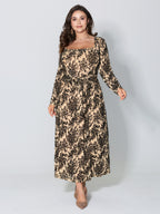 Floral Print Belted Waist-Defining Maxi Dress