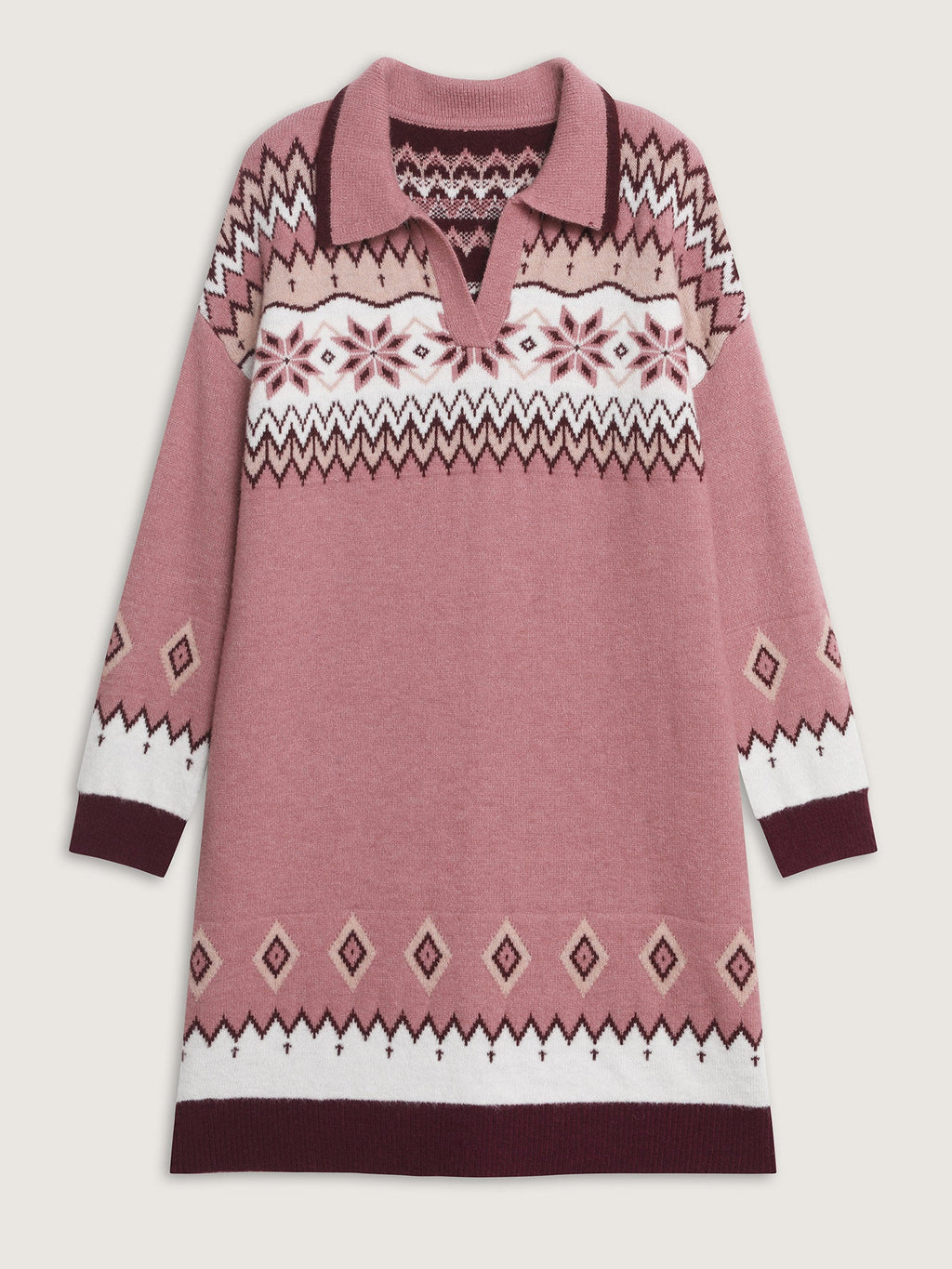 Boho Pattern Jacquard Contrast Sweater Dress