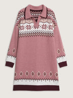 Boho Pattern Jacquard Contrast Sweater Dress