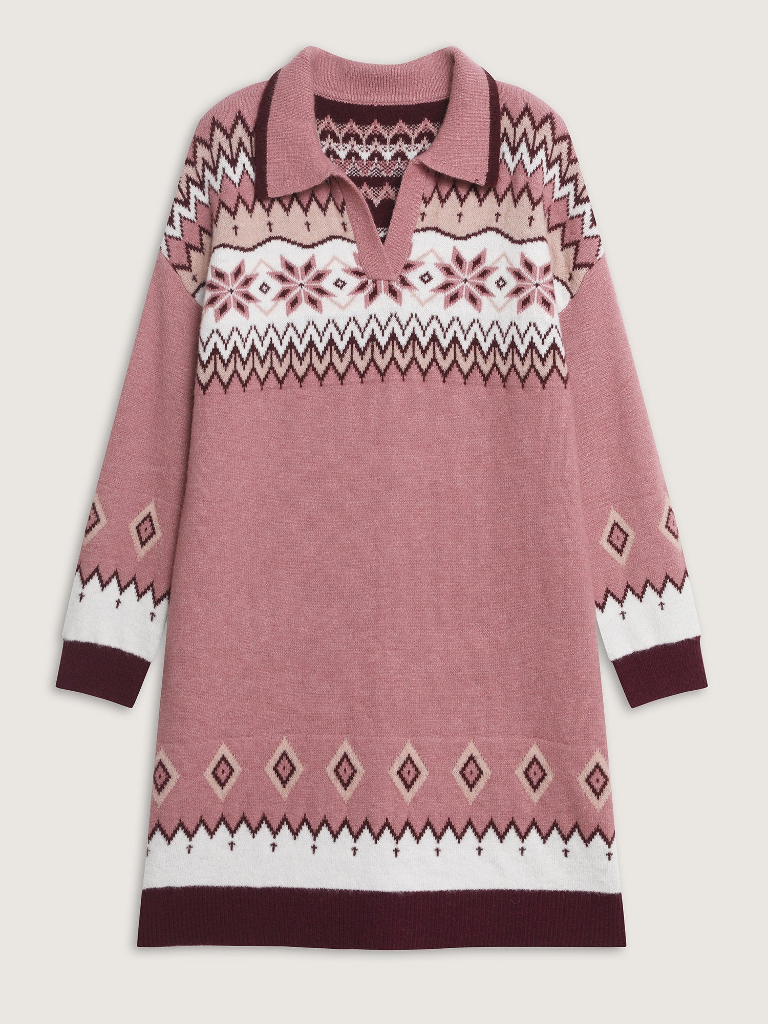 Boho Pattern Jacquard Contrast Sweater Dress