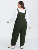 Ribbed Pockets Overall Straps Jumpsuit