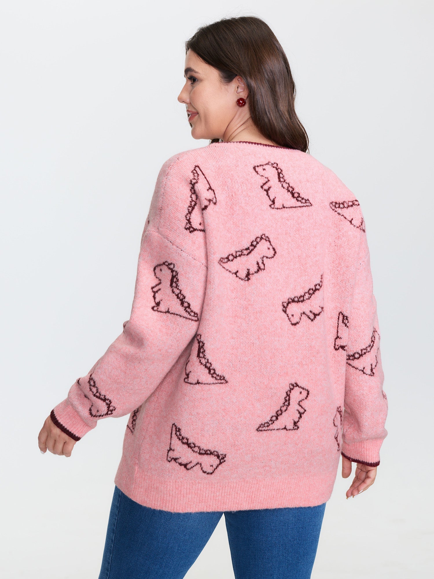 Dinosaur Pattern Jacquard Pullover