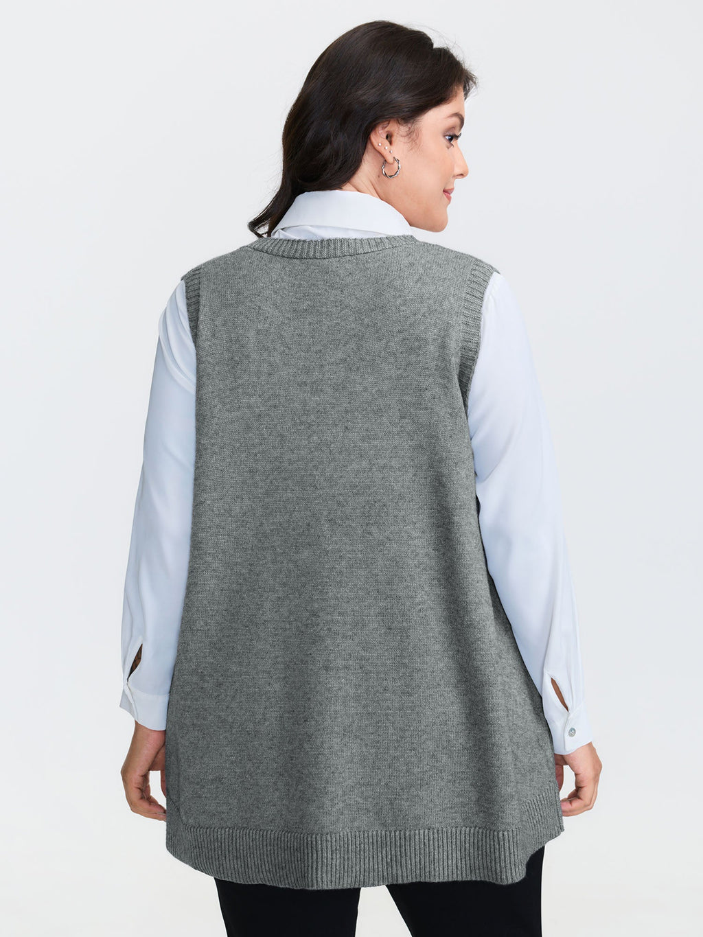 A-Line Pockets V-Neck Pullover
