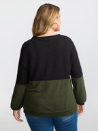 Colorblock Spliced Cross-Tie Sweatshirt
