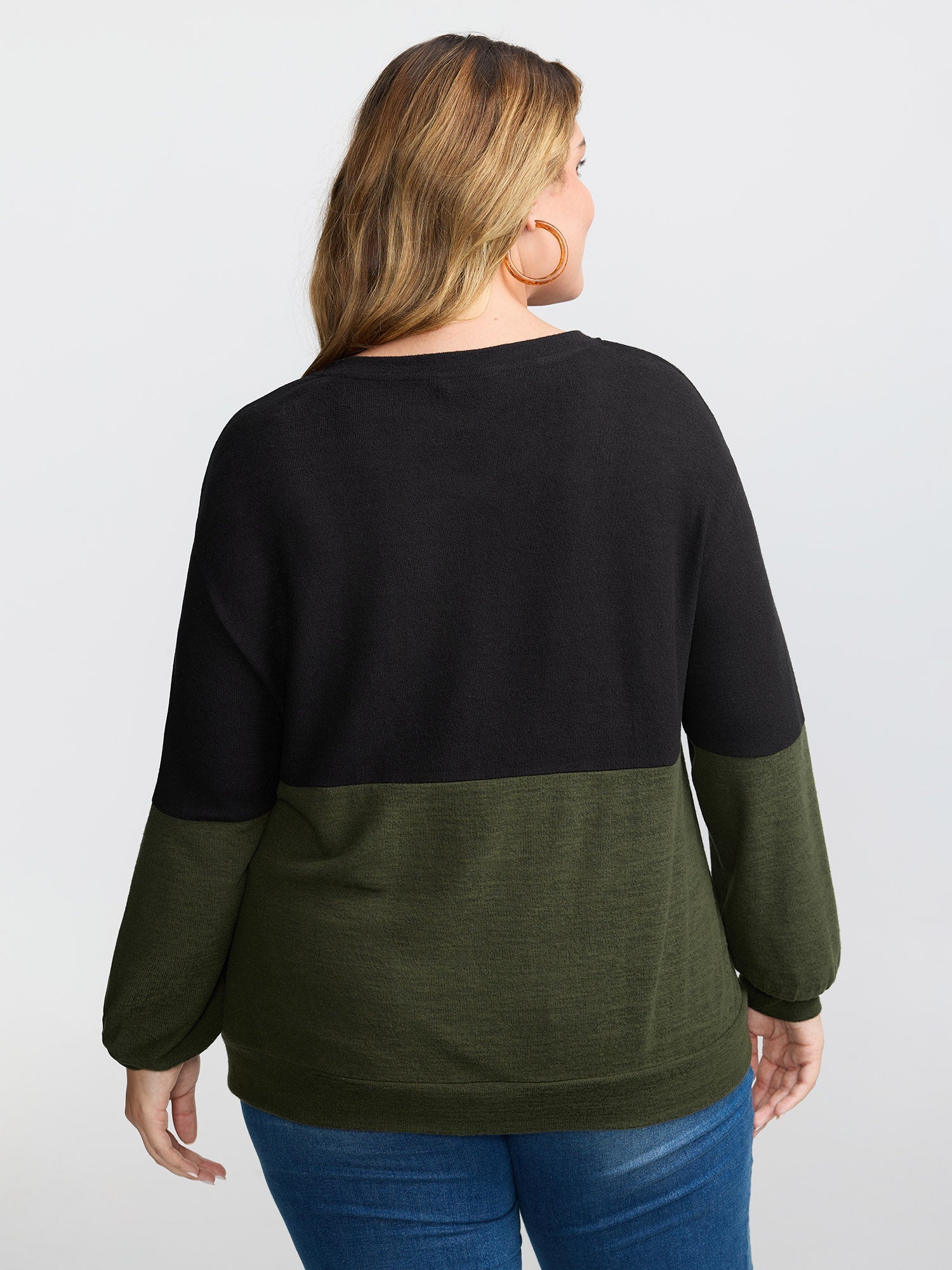Colorblock Spliced Cross-Tie Sweatshirt