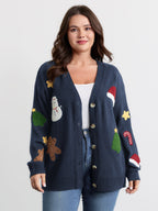 Gingerbread Santa Embroidery Knit Cardigan