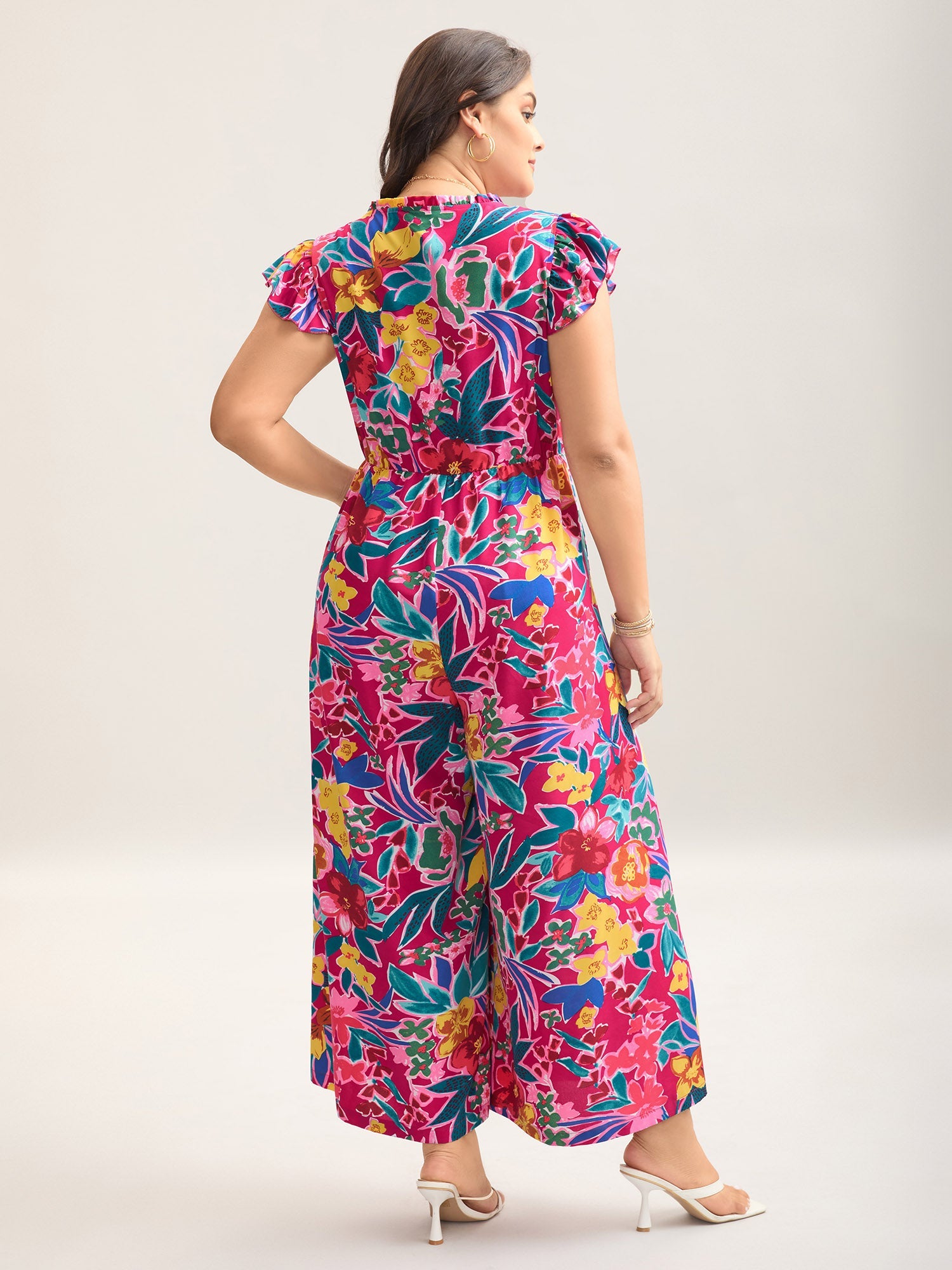 Sunkissed Floral Print Button Wide-Leg Jumpsuit