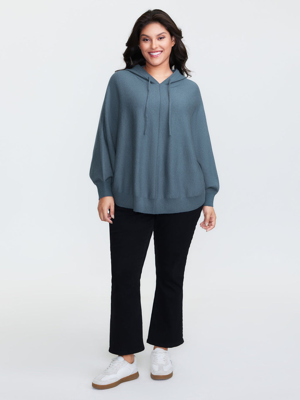 Supersoft Hooded Arc Hem Dolman Pullover