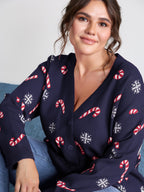 Holiday Candy Patch Pockets Knit Cardigan