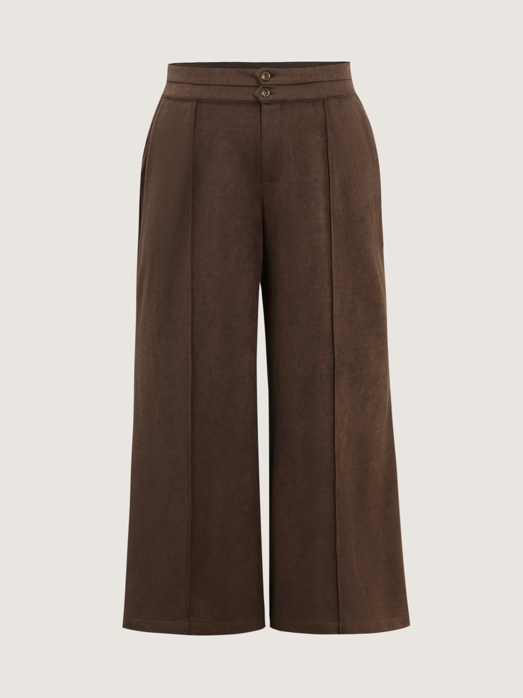 Pleated Double Button Flared Hem Pants
