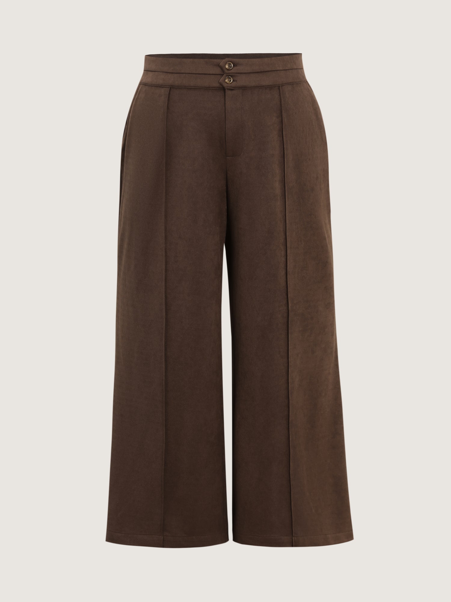 Pleated Double Button Flared Hem Pants