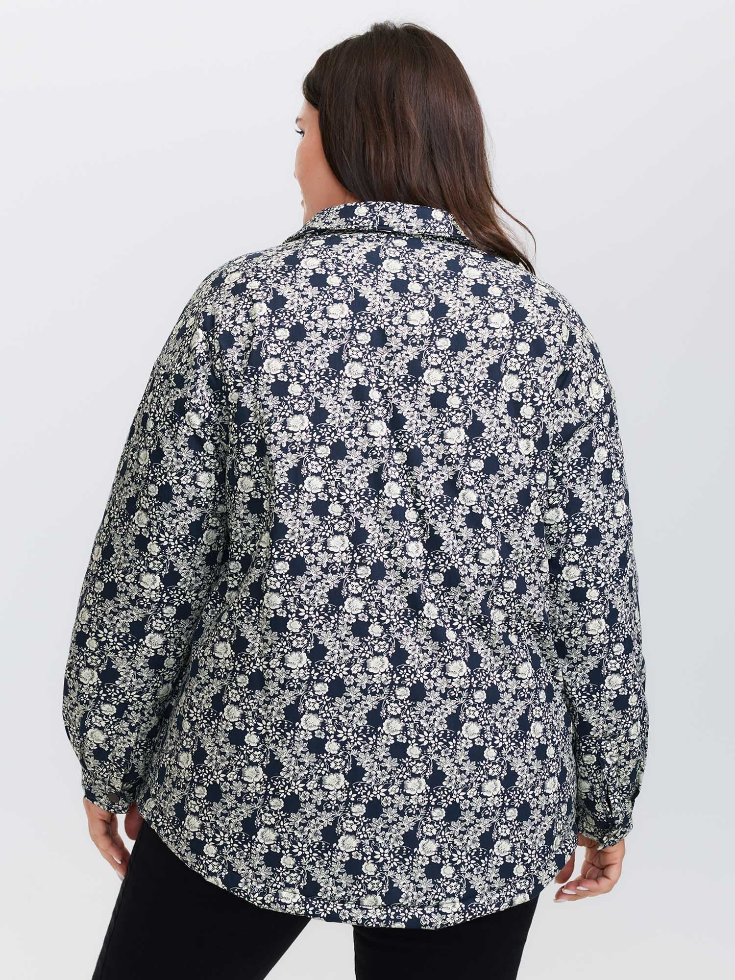 Floral Colored Lining Quilted Jacket