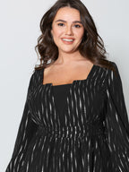 Shimmery Sequin Cinched-Waist Blouse