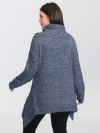 Stacked Turtleneck High-Low Hem Pullover