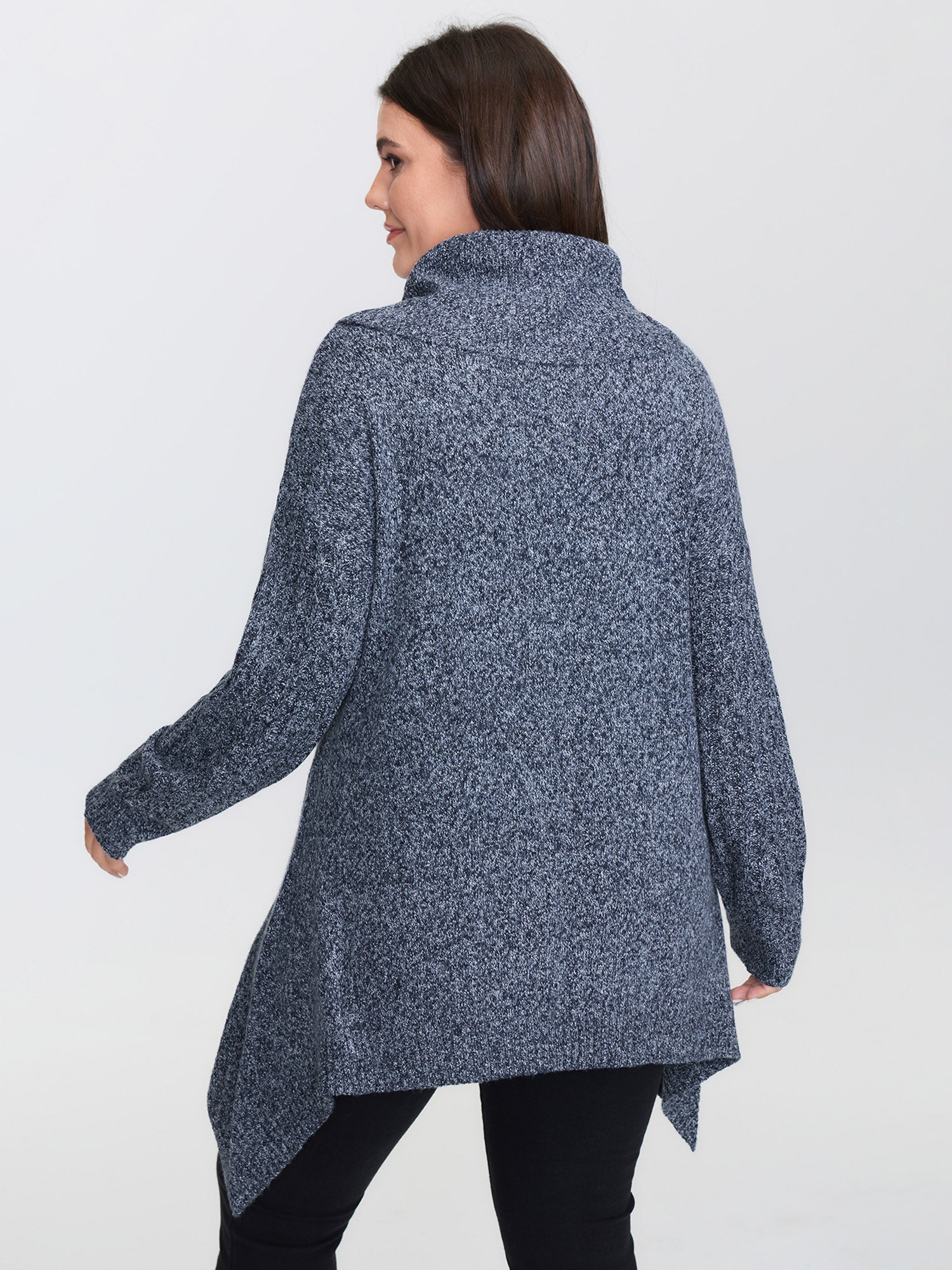 Stacked Turtleneck High-Low Hem Pullover