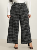 Tweed Texture Wide-Leg Pants