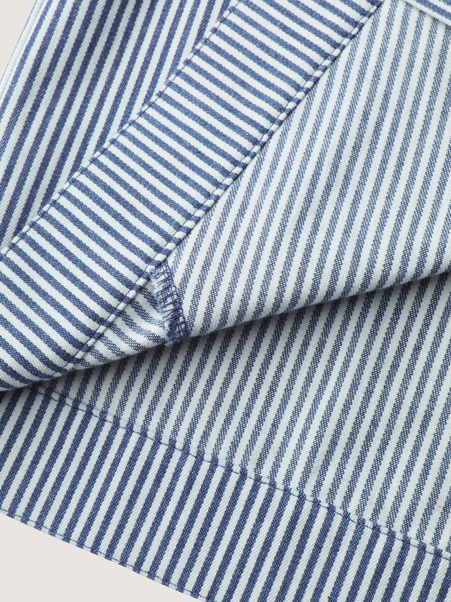 Denim Stripe Zipper-Front Jacket