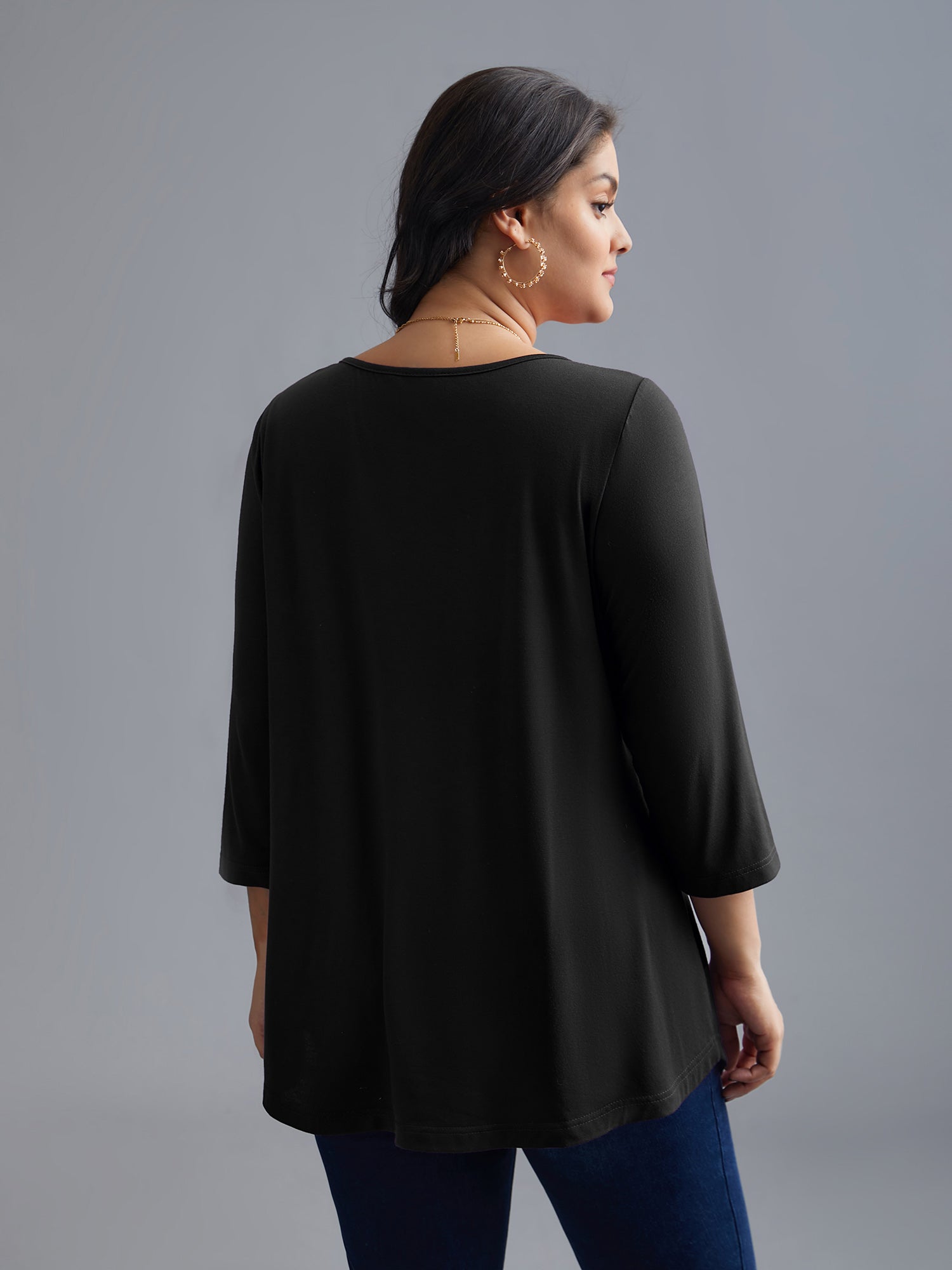 Asymmetrical Hem Overlap Long T-shirt