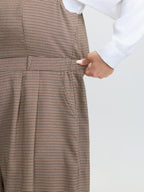 Houndstooth Button Sleeveless Jumpsuit