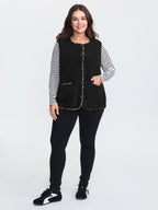 Faux Shearling Patchwork Leopard Edge Vest