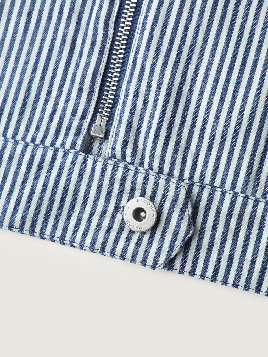 Denim Stripe Zipper-Front Jacket