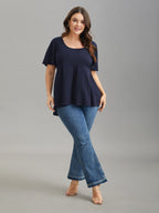 Ruffled Sleeve Round Neck Babydoll Top