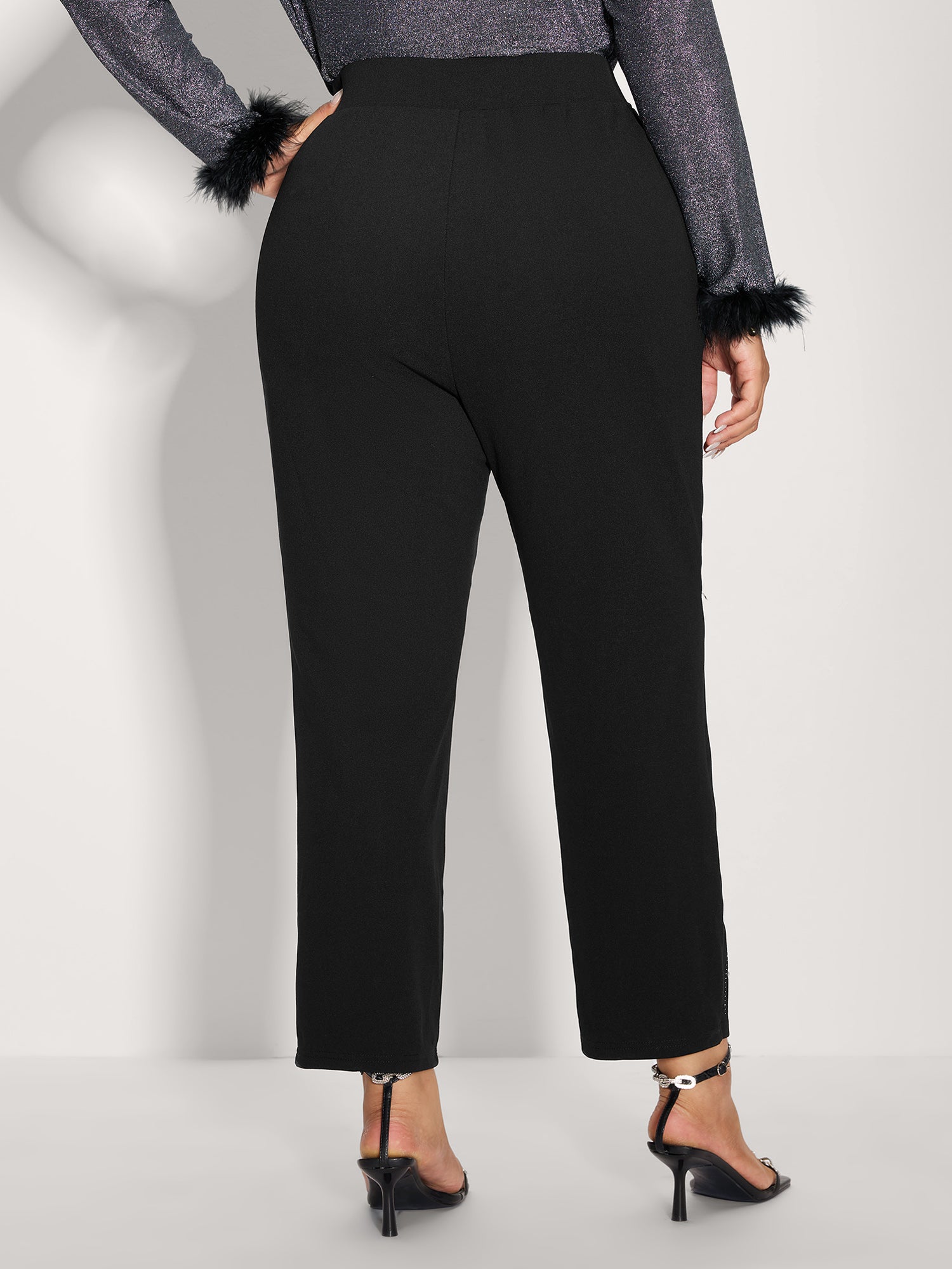 Stretchy Diamond Detail Hem Pants
